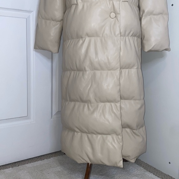 SOMETHING NAVY Faux Leather White Puffer Winter Coat Button Up Jacket-flawed - Picture 8 of 15